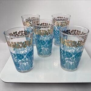 MSM Federal Glass Tumblers - mid-century modern beverage glasses set of 5 RARE